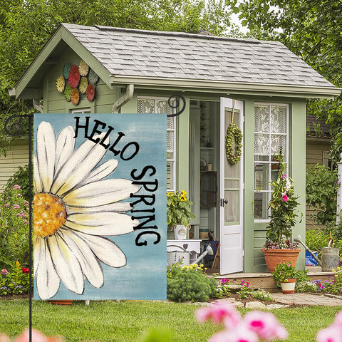 AVOIN colorlife porch garden flag blue suited for decks and entryways.