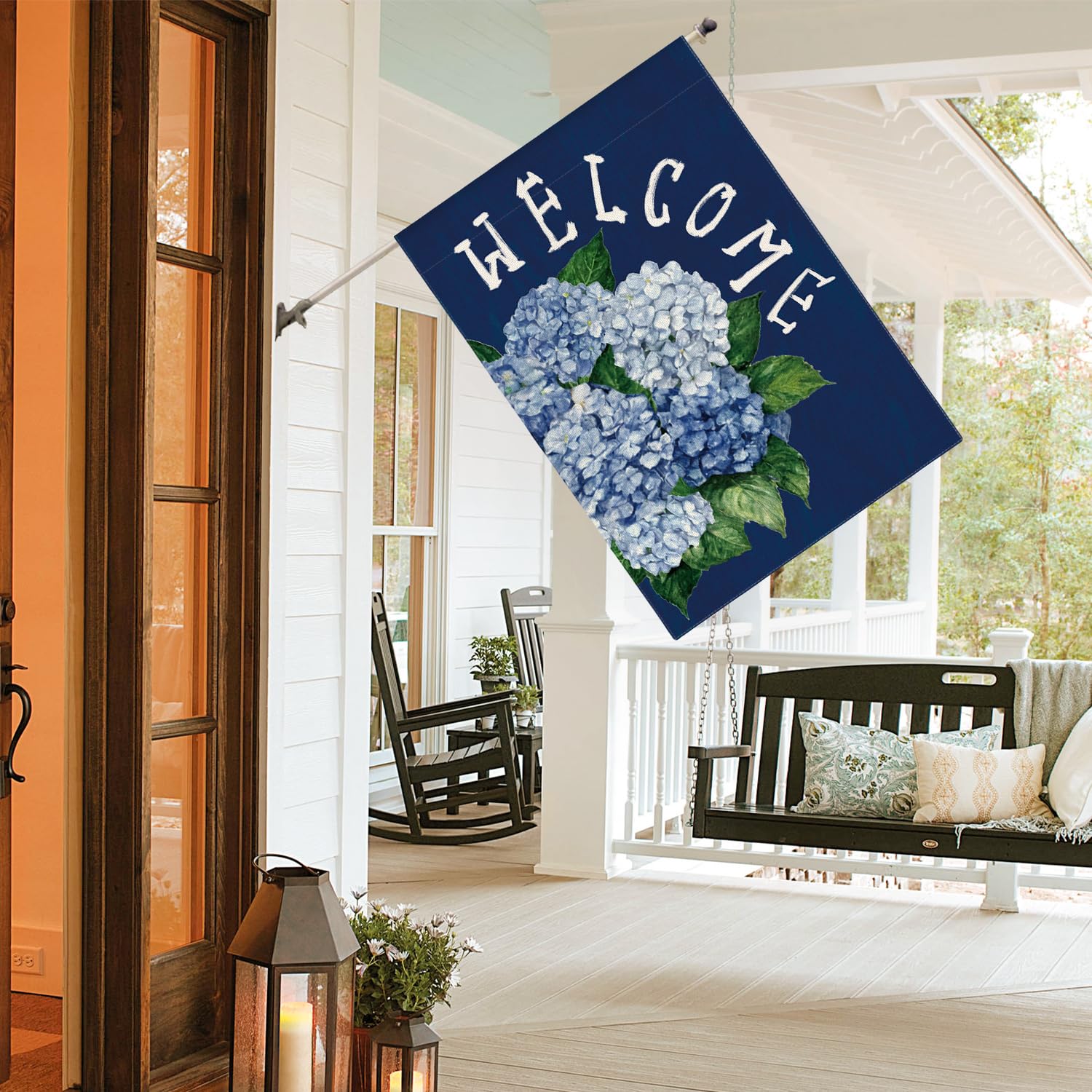 AVOIN colorlife Hydrangea flag with sleeve for easy mounting on standard poles