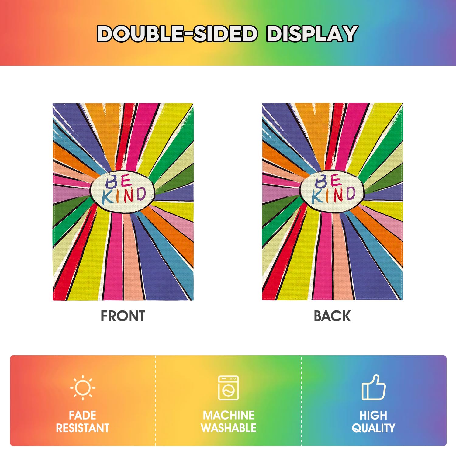 AVOIN colorlife rainbow flag adds festive color to decks, porches, and gardens.