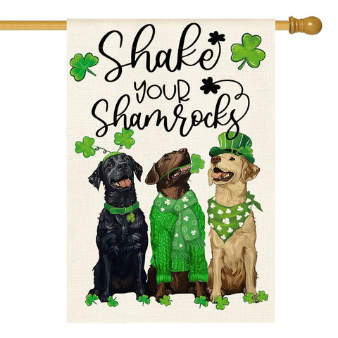 AVOIN colorlife Shake Your Shamrocks flag - front view for outdoor seasonal decor.