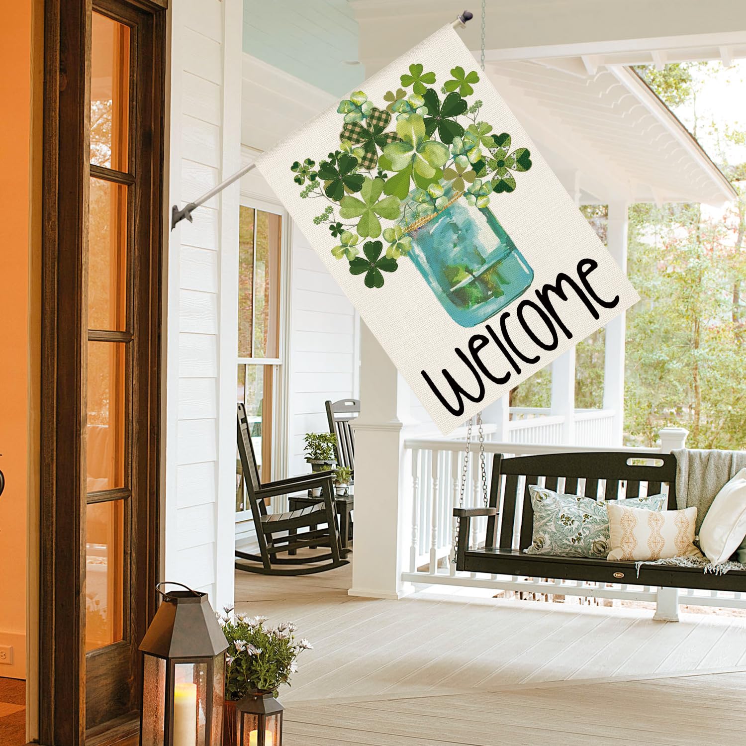 AVOIN colorlife Shamrock jar yard flag suitable for garden decoration and curb appeal
