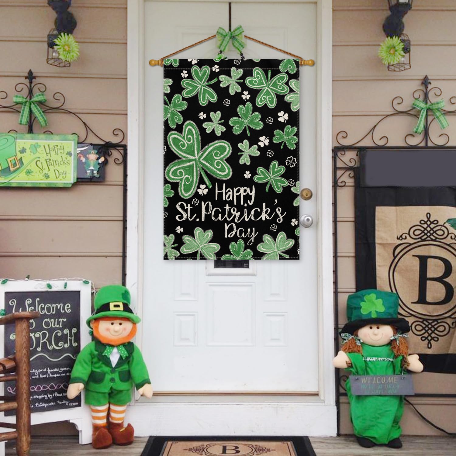 AVOIN colorlife Shamrock design flag for yard display and seasonal cheer