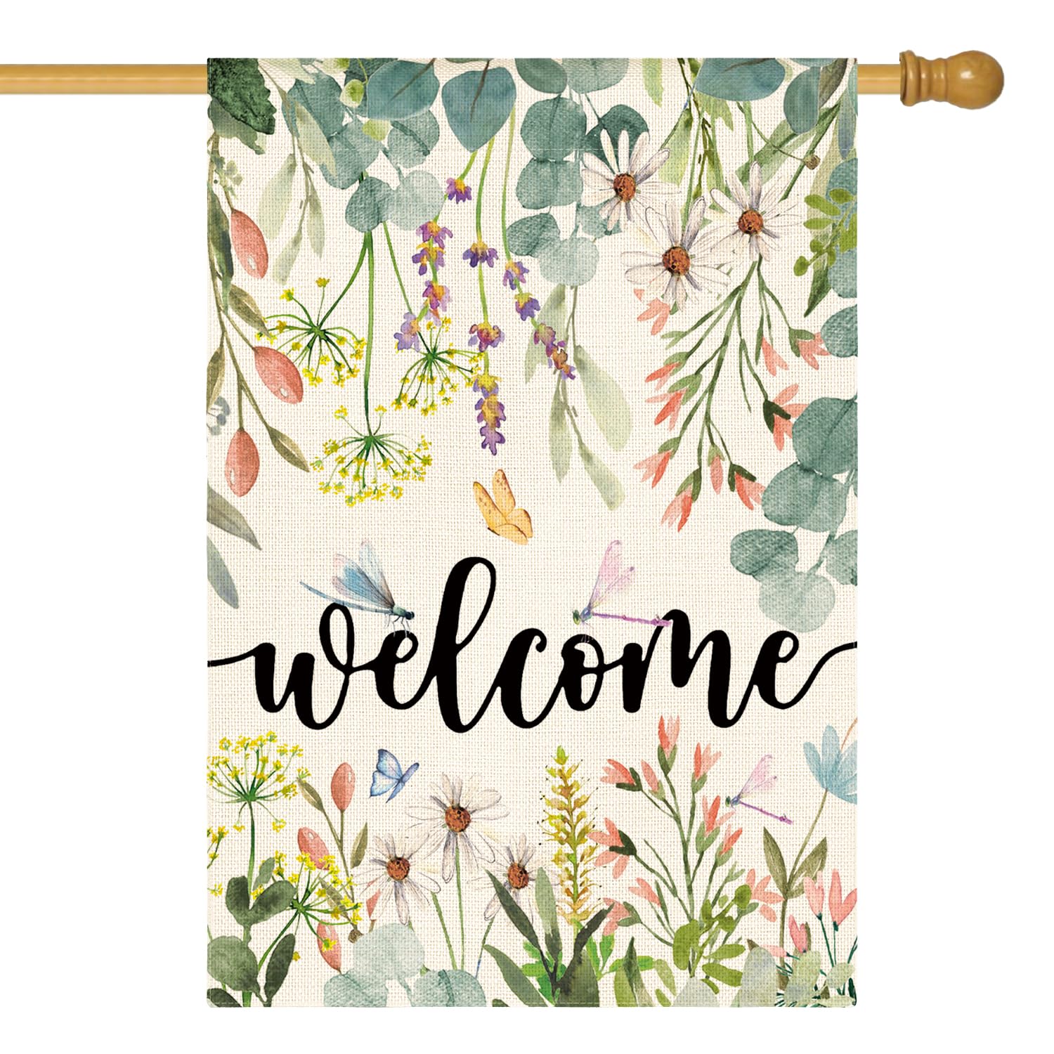 AVOIN colorlife Spring Daisy Flowers House Flag front view adds seasonal curb appeal