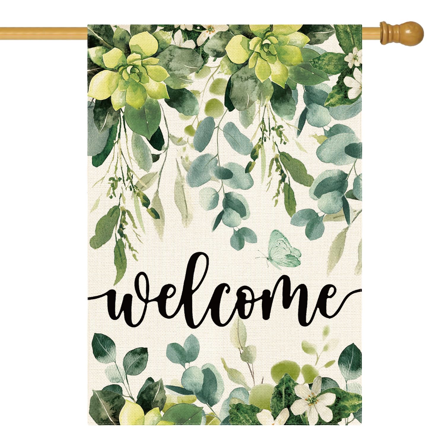 AVOIN colorlife spring eucalyptus flag for front porch decor