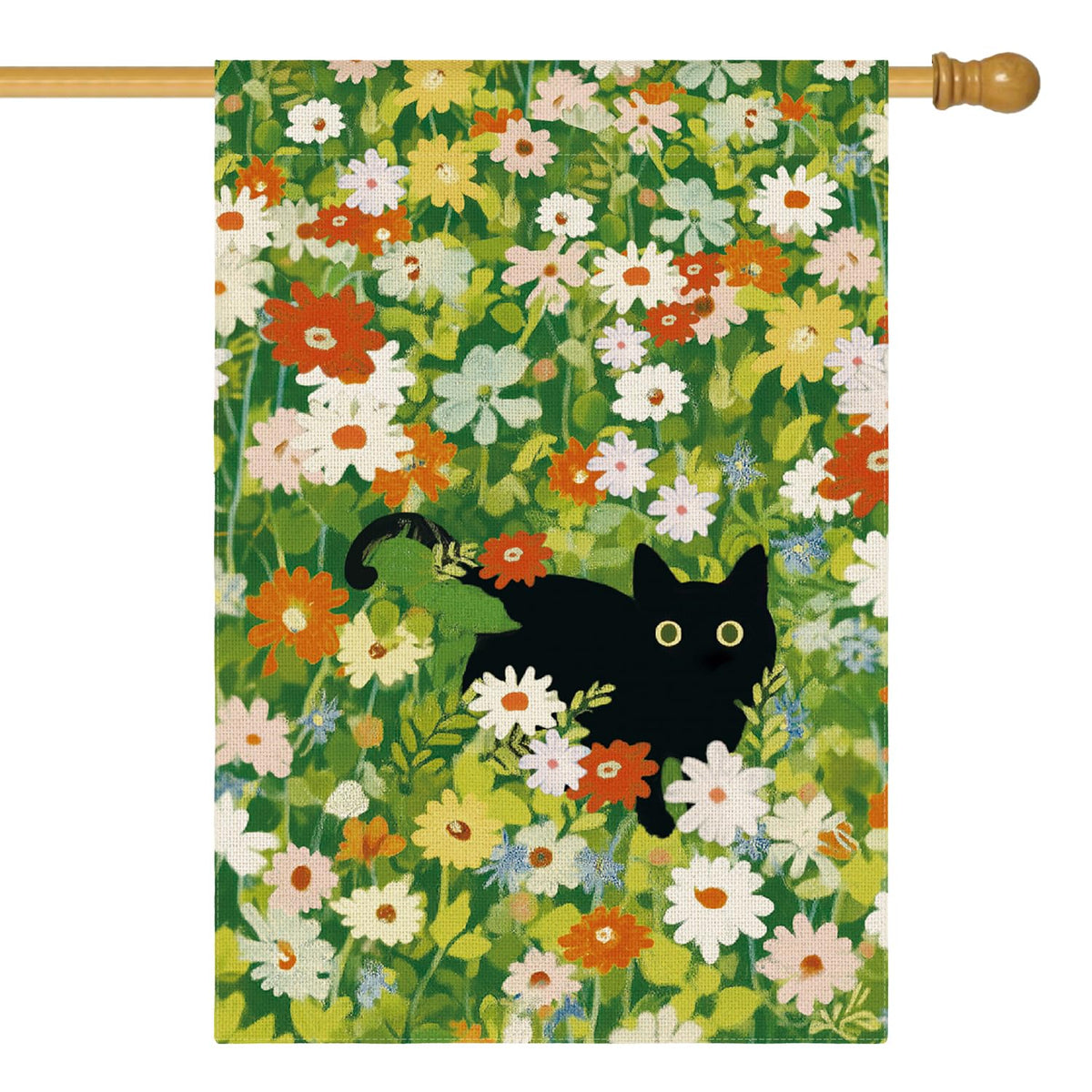AVOIN colorlife Spring Floral Cat House Flag front view welcoming guests on the porch.