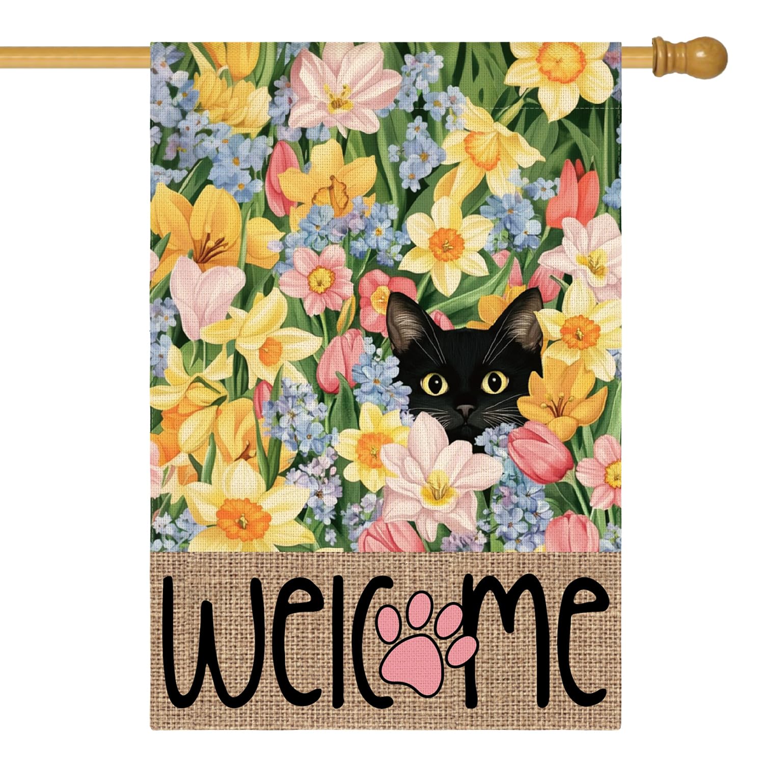 AVOIN colorlife spring floral house flag front view ideal for seasonal entryway decor