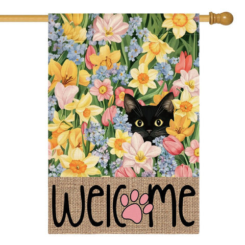 AVOIN colorlife spring floral house flag front view ideal for seasonal entryway decor