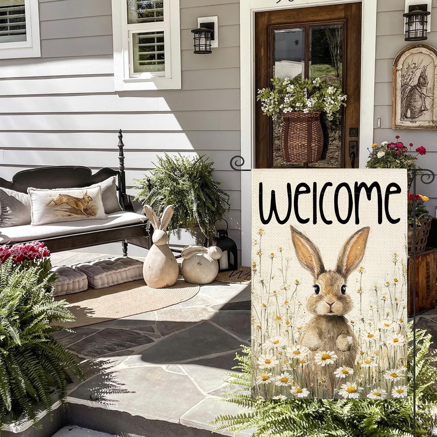 AVOIN colorlife spring floral pattern flag close-up with vibrant colors
