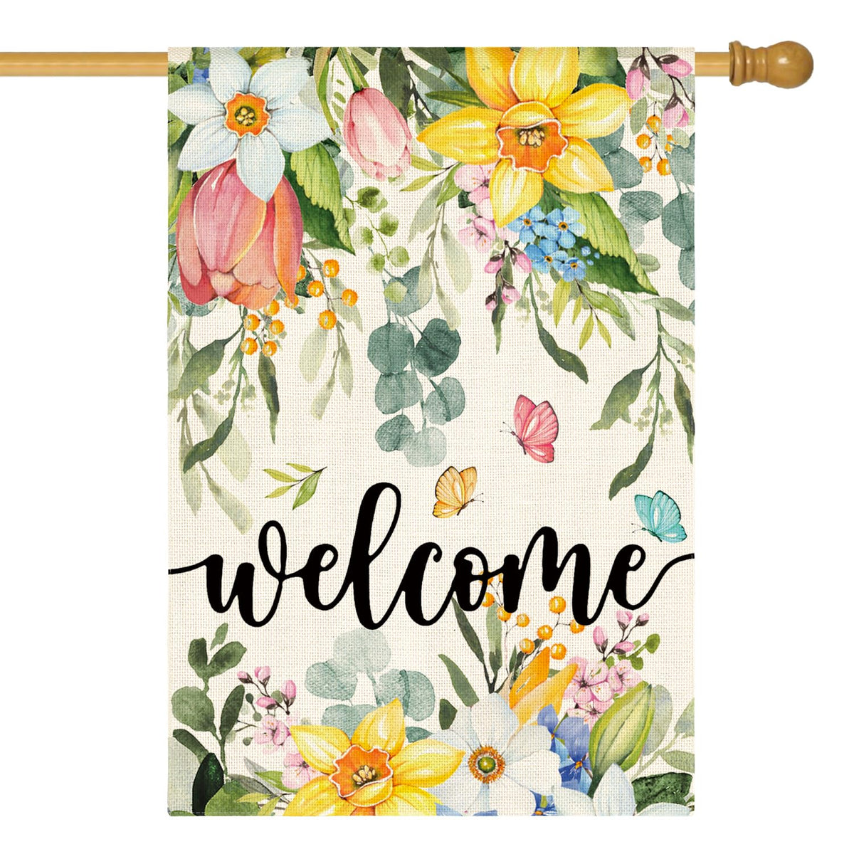 AVOIN colorlife Spring Flowers flag front view welcoming guests