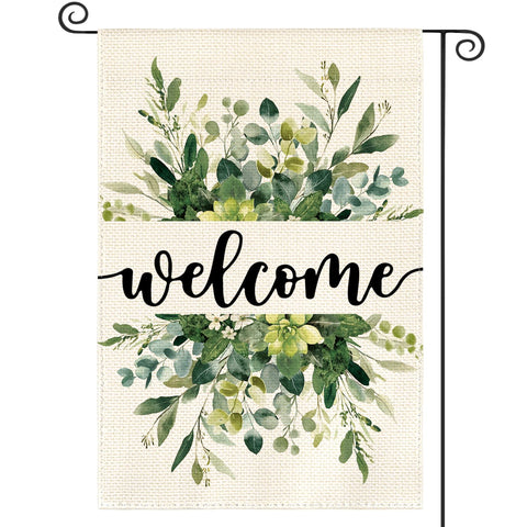 AVOIN colorlife spring floral flag with eucalyptus design creating seasonal curb appeal