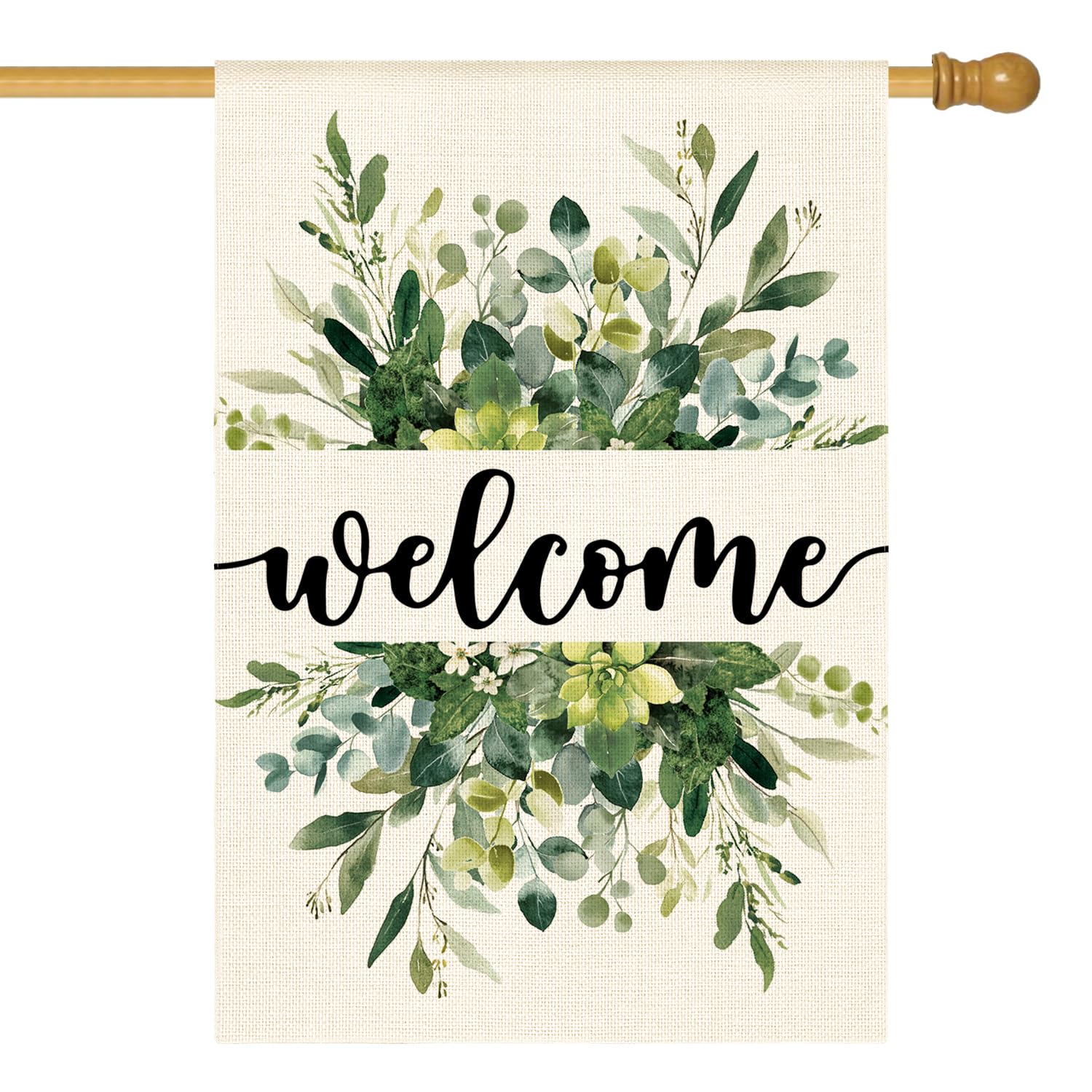 AVOIN colorlife spring-summer floral welcome flag, double-sided display for outdoor entryway