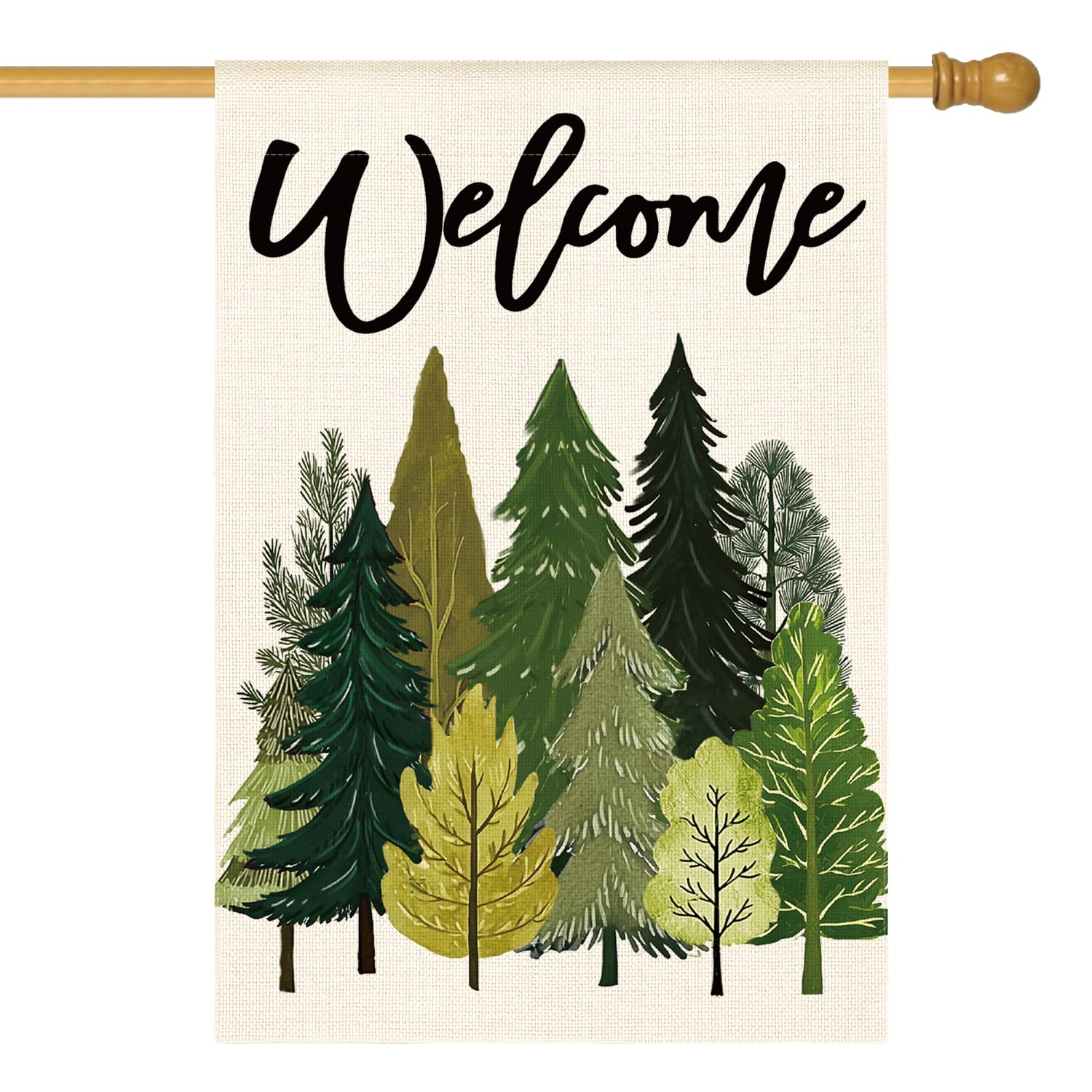 AVOIN colorlife Spring Trees flag front view enhances curb appeal outdoors