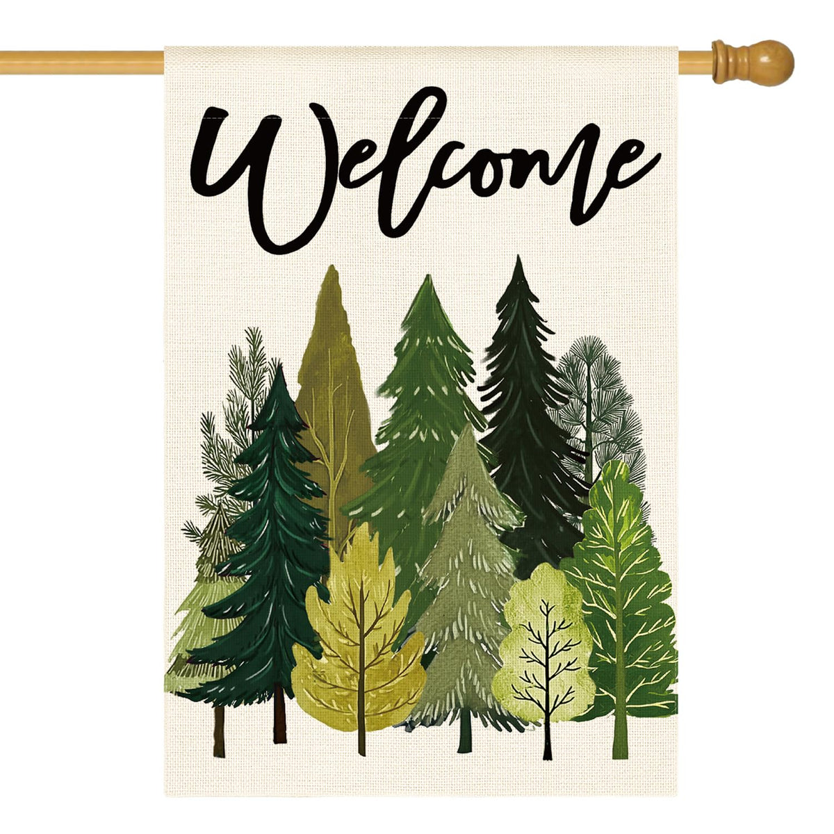 AVOIN colorlife Spring Trees flag front view enhances curb appeal outdoors