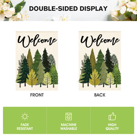 AVOIN colorlife Spring Trees flag hanging in garden ready for seasonal welcome