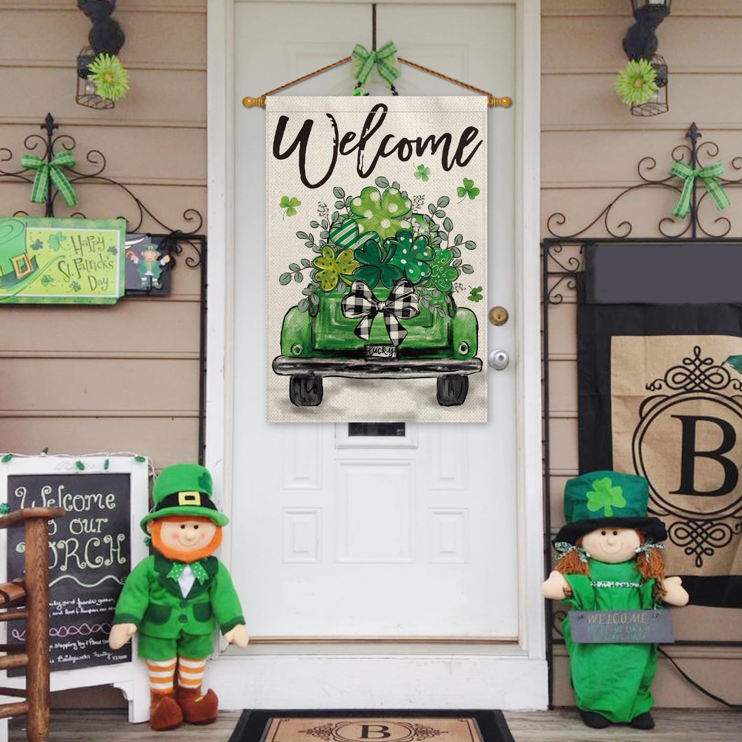 AVOIN colorlife st patricks day truck flag double sided design for visibility from both sides.