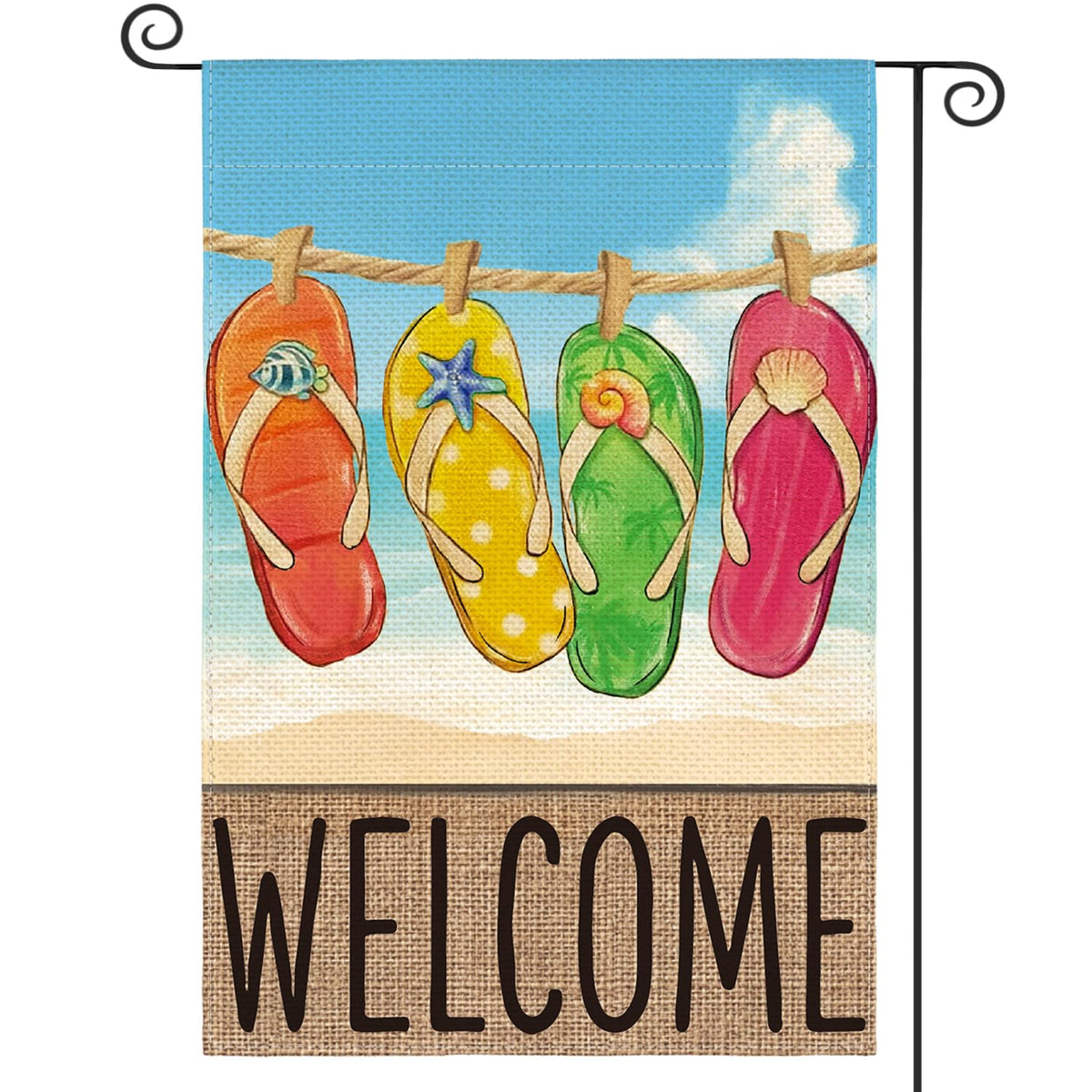 AVOIN colorlife Summer Beach Flip-flop Flag adds a sunny welcome to your deck.
