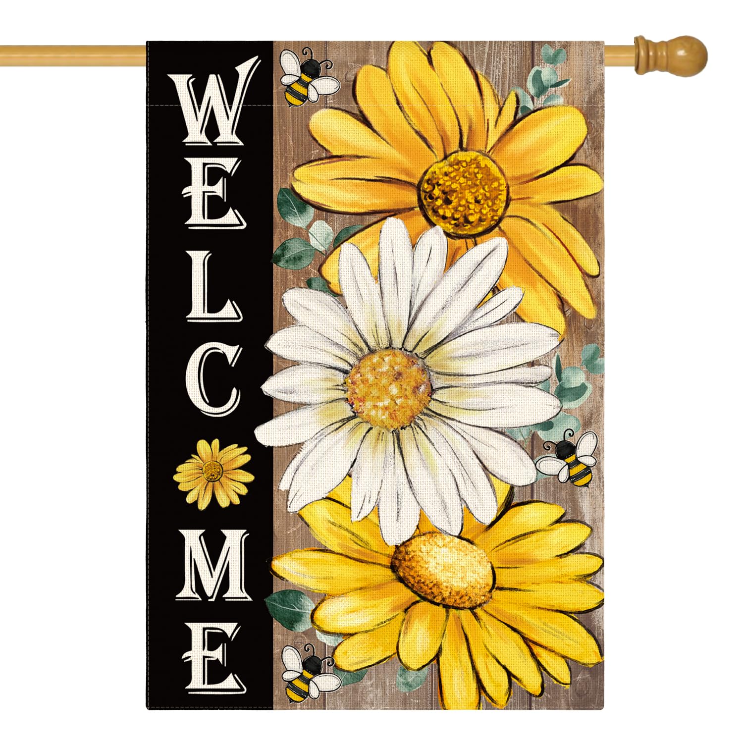 AVOIN colorlife summer floral flag with daisies welcomes guests from both sides