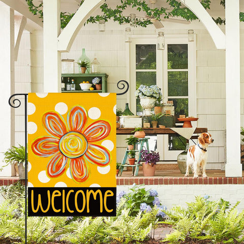 AVOIN colorlife Summer Floral Garden Flag back view remains readable from behind