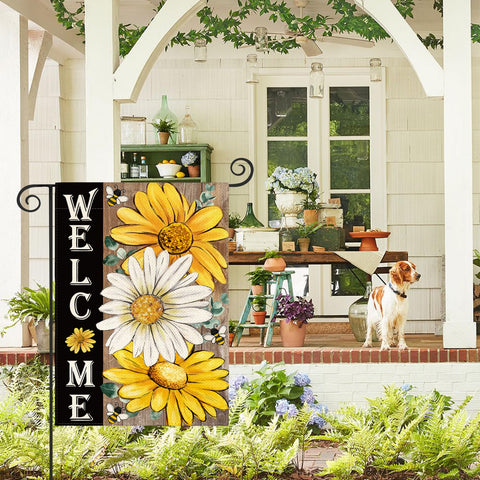 AVOIN colorlife garden flag with sunflowers for sunny outdoor welcome