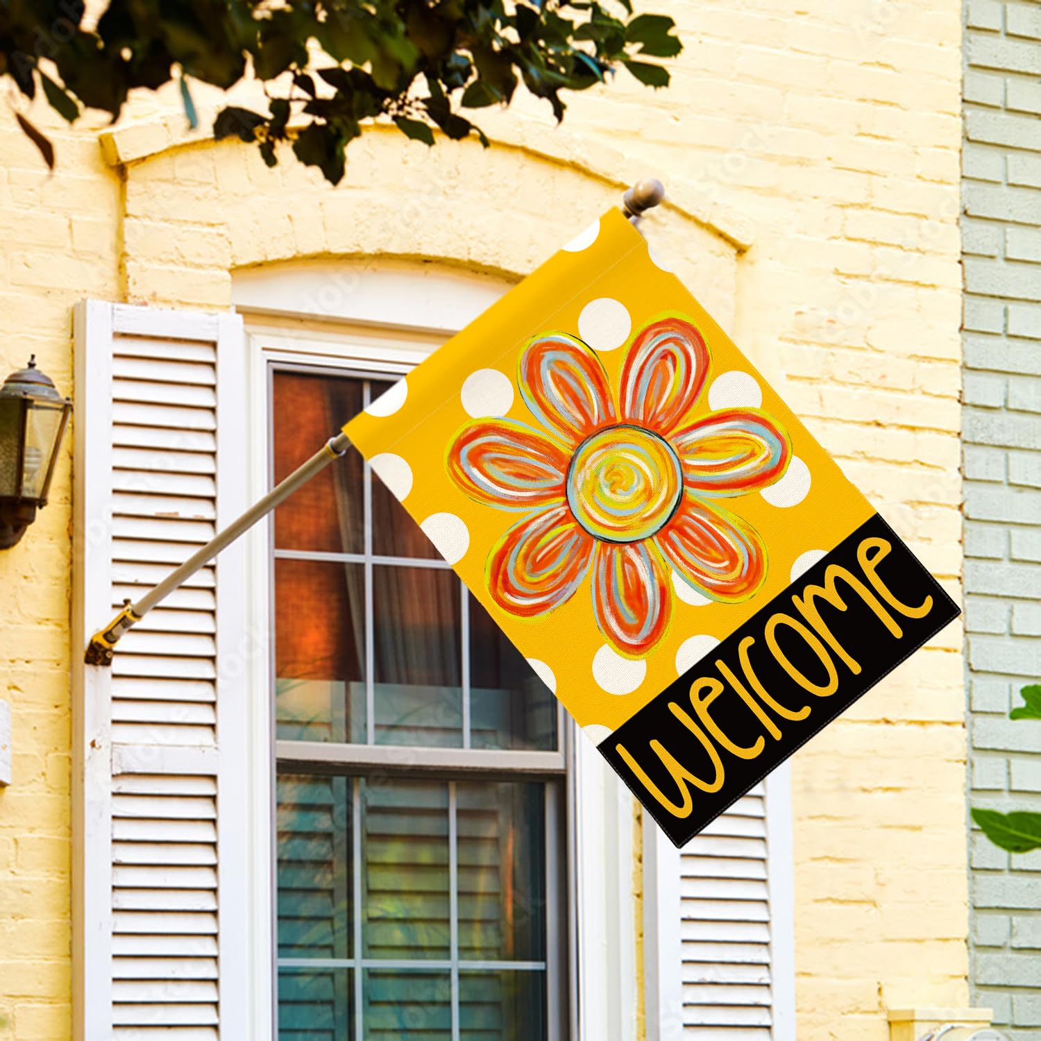 AVOIN colorlife Double-sided flag showing clear text from both sides outdoors