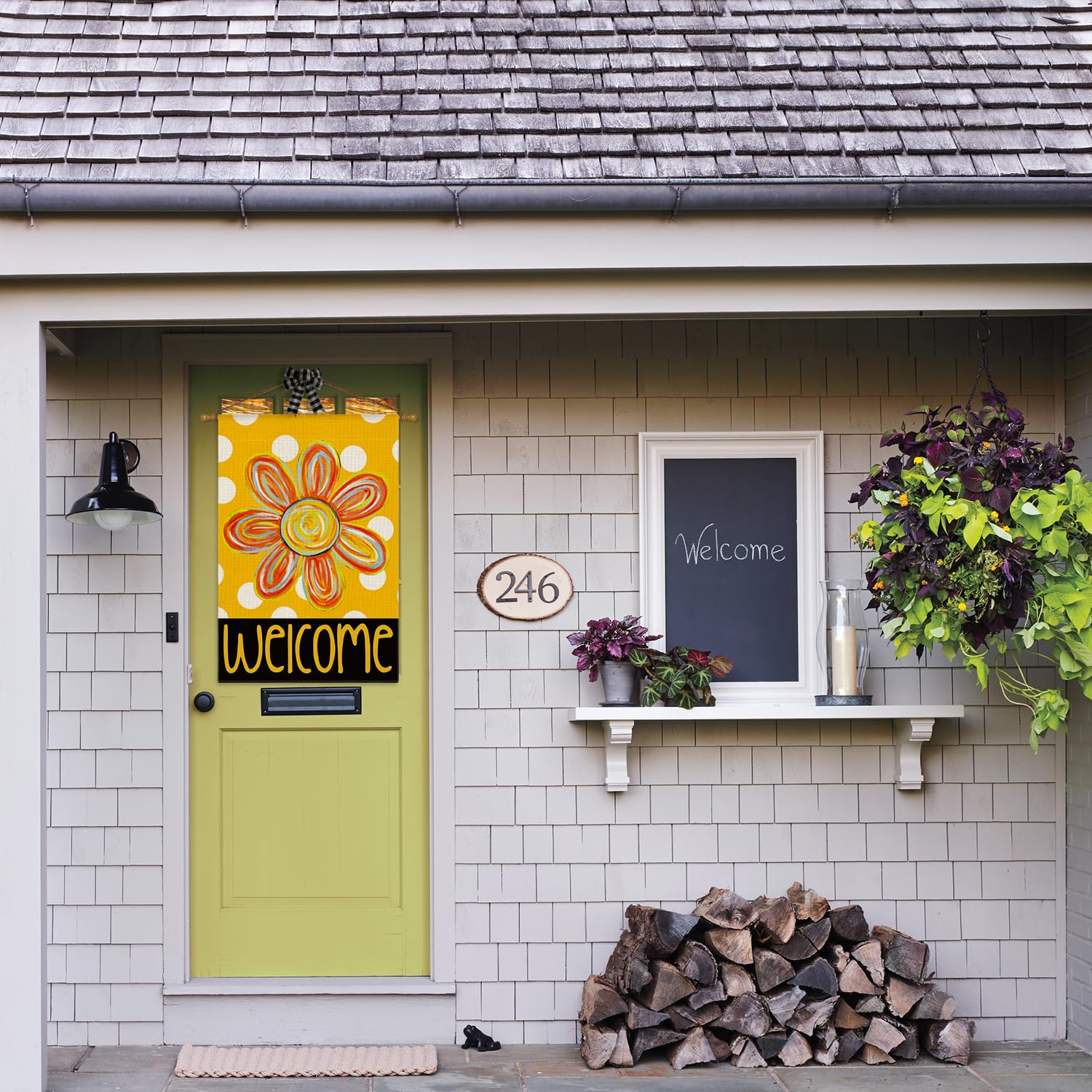 AVOIN colorlife Polka dots pattern adds cheerful summer curb appeal