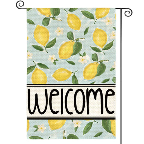 AVOIN colorlife Summer Lemon Garden Flag front view, ideal for welcoming guests outdoors.