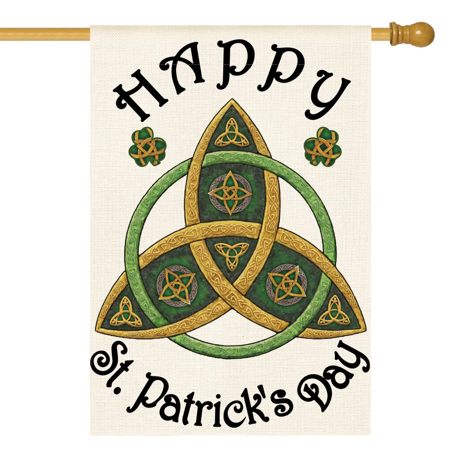 AVOIN colorlife Trinity flag with shamrocks welcomes guests in the yard.
