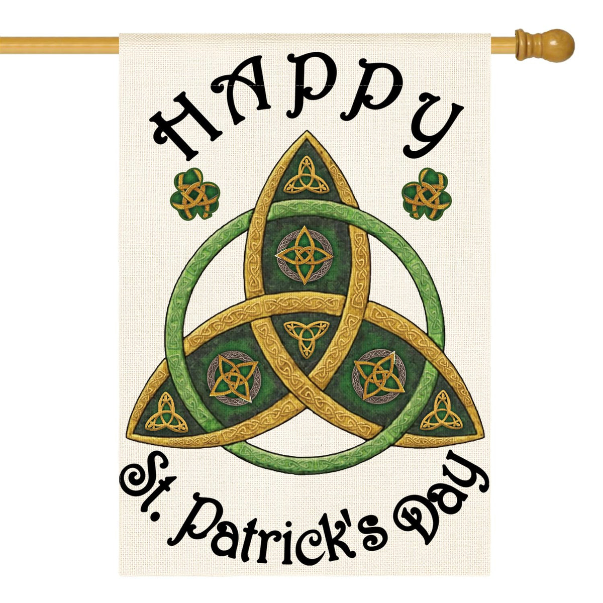AVOIN colorlife Trinity flag with shamrocks welcomes guests in the yard.