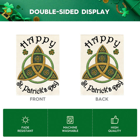 AVOIN colorlife Trinity St Patrick's Day garden flag in outdoor space.