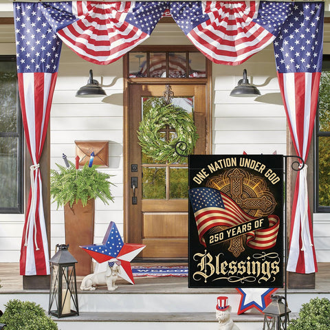 AVOIN colorlife usa flag garden decor highlights vibrant 250th anniversary celebration outdoors.