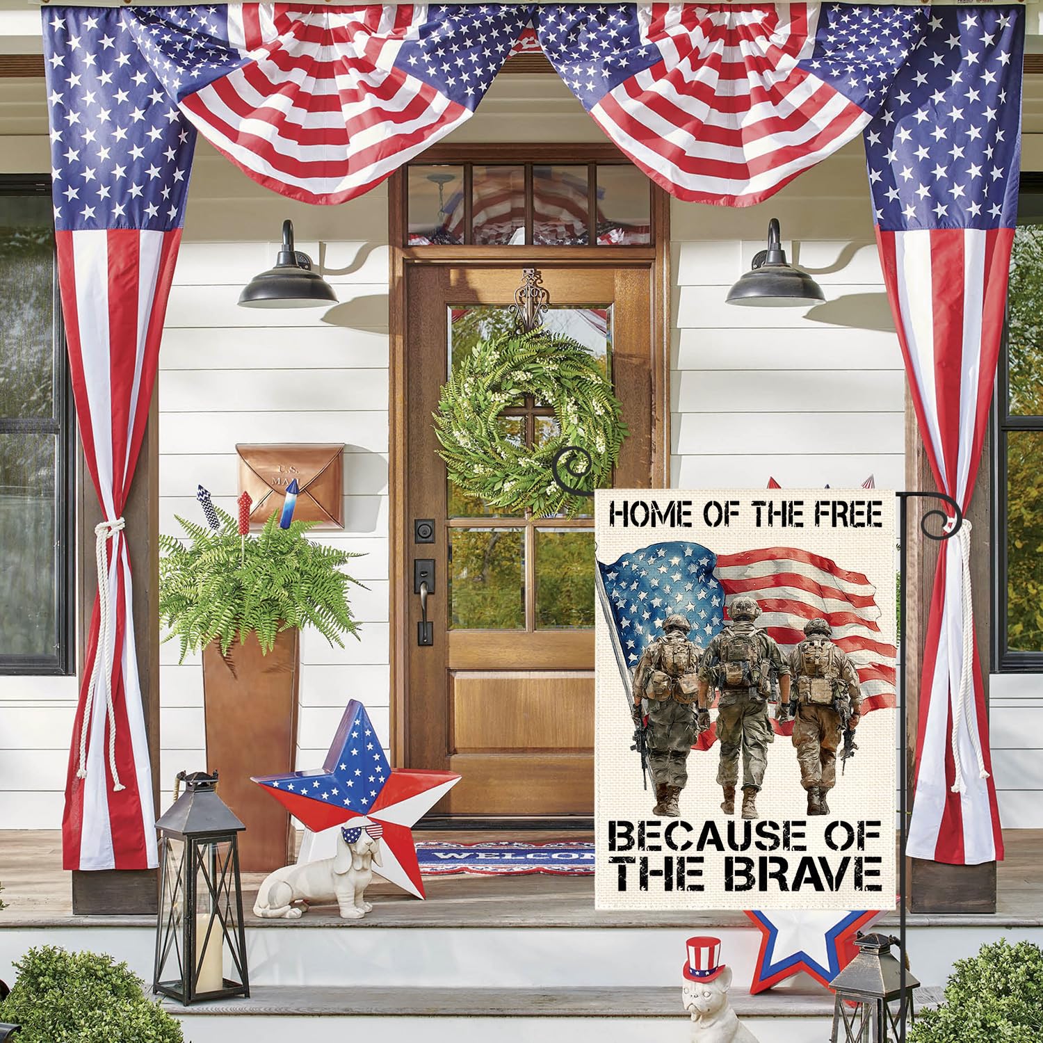 AVOIN colorlife USA military flag hanging on standard flagpole