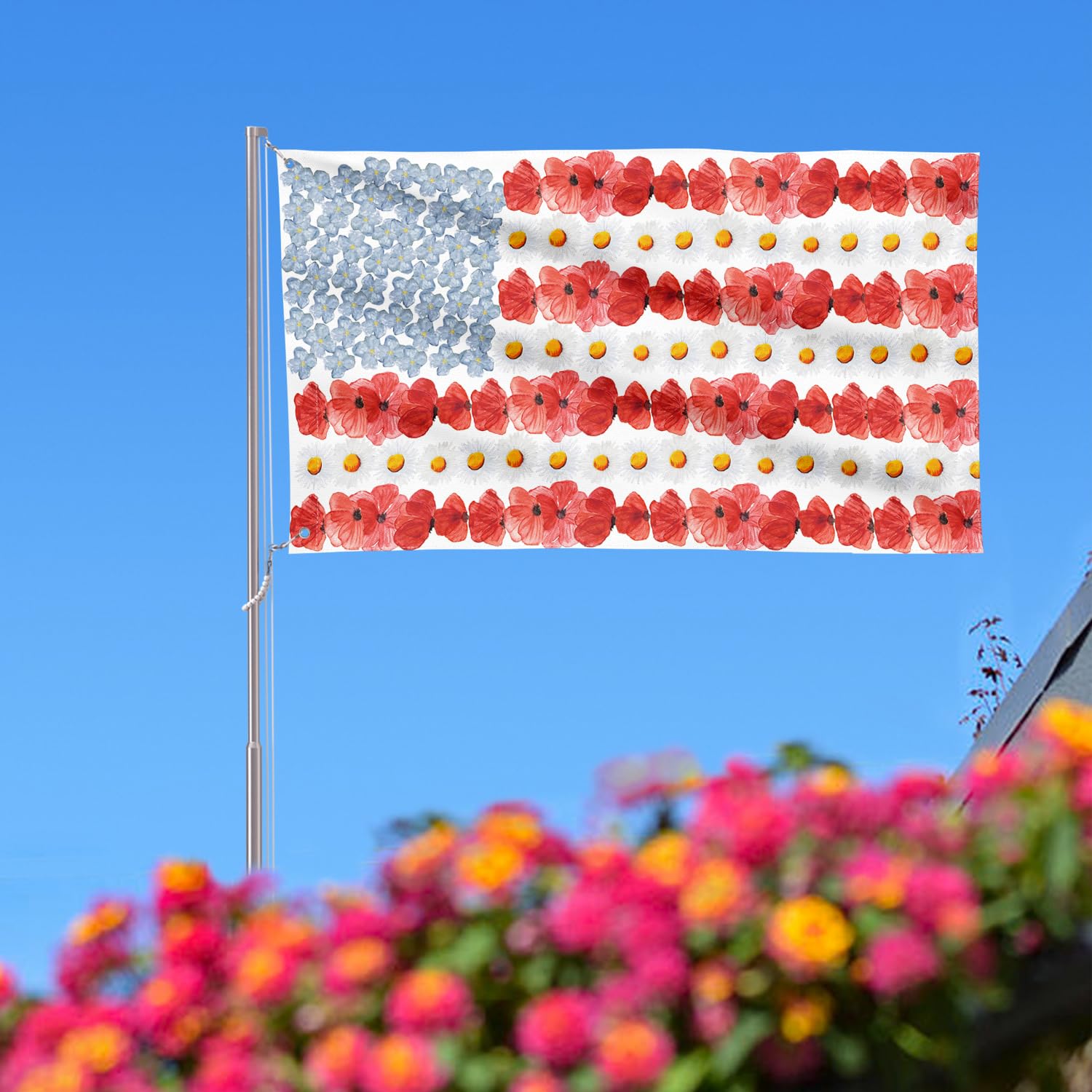 AVOIN colorlife weather-resistant polyester flag withstands outdoor use.