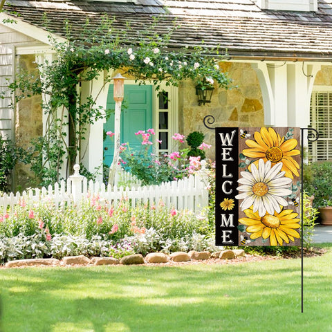 AVOIN colorlife double-sided flag showing a welcoming floral design