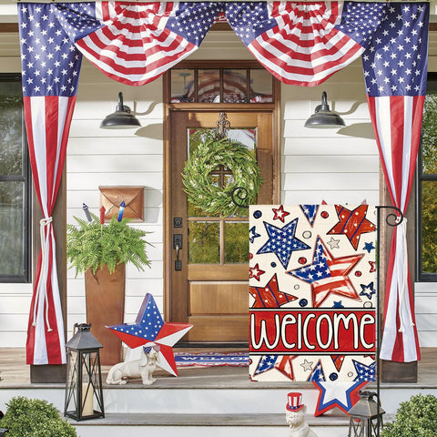 AVOIN colorlife Welcome flag featuring American stars and stripes for porch or yard.