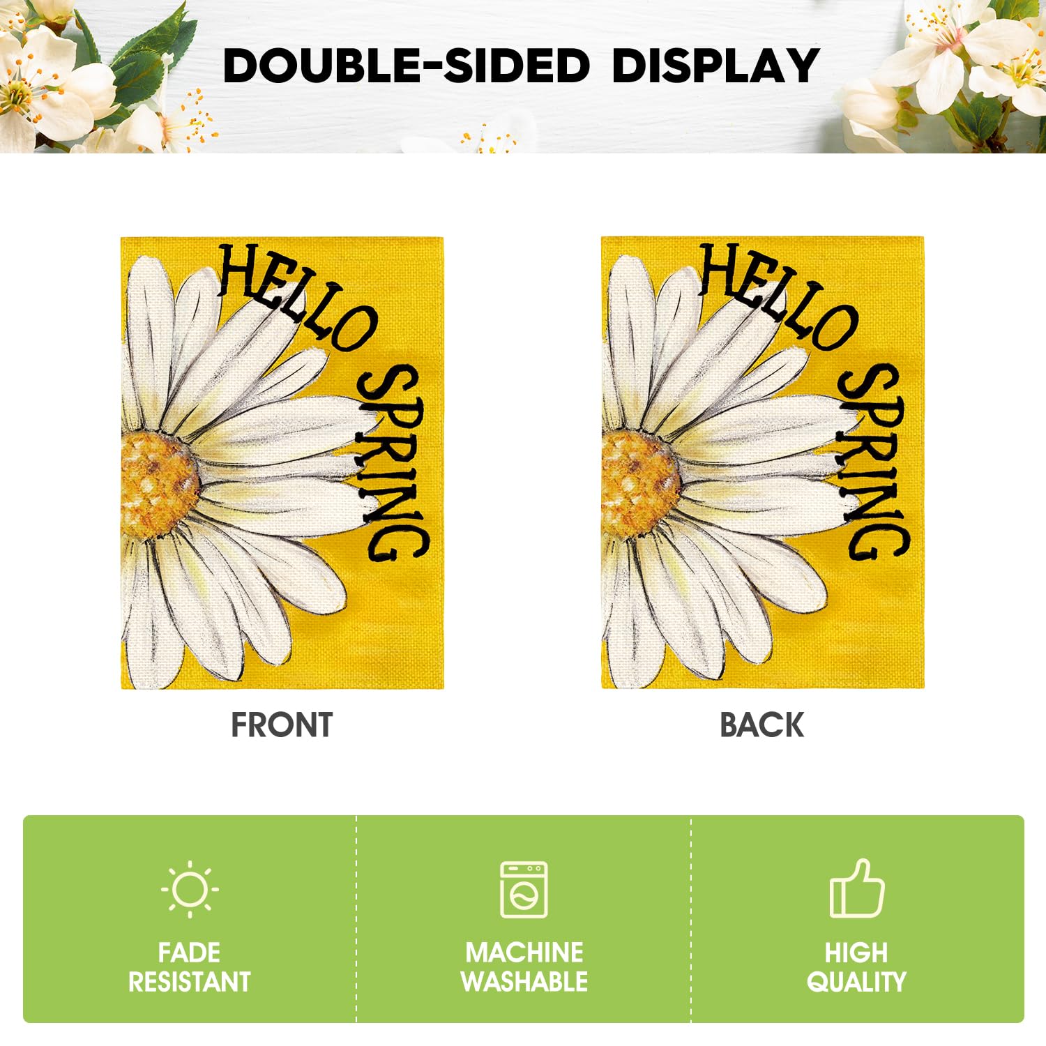 AVOIN colorlife Welcome garden flag with daisy design for decor