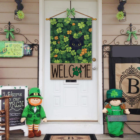 AVOIN colorlife welcome shamrocks flag in yard, double-sided visibility