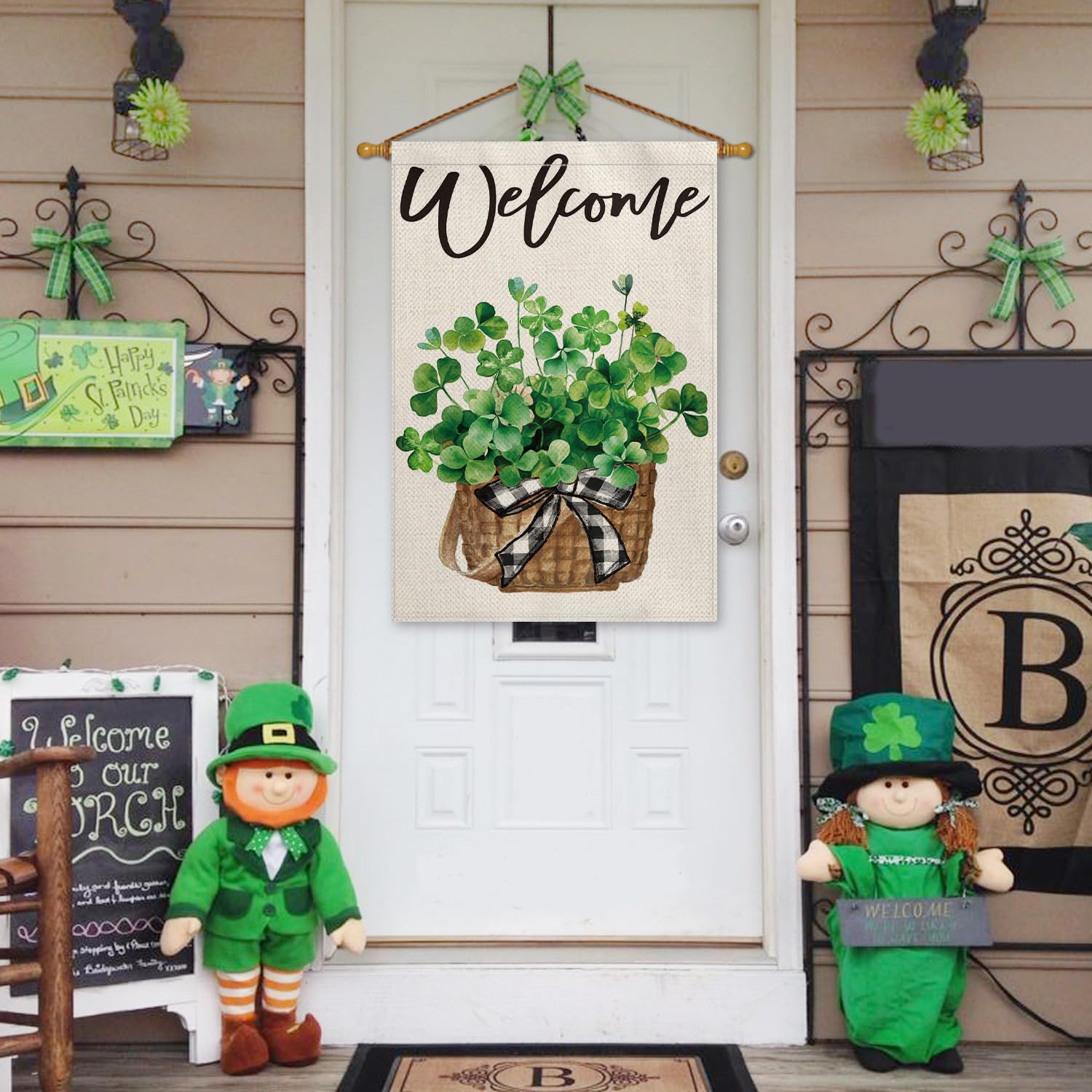 AVOIN colorlife welcome shamrocks flag, ideal for yard decor.