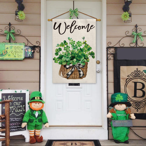 AVOIN colorlife welcome shamrocks flag, ideal for yard decor.