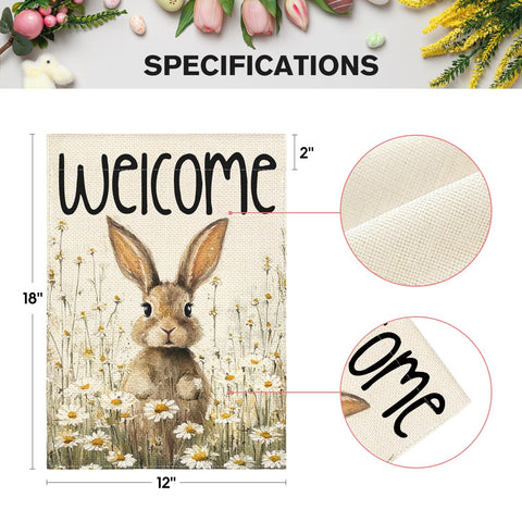 AVOIN colorlife welcome spring message flag displayed in garden