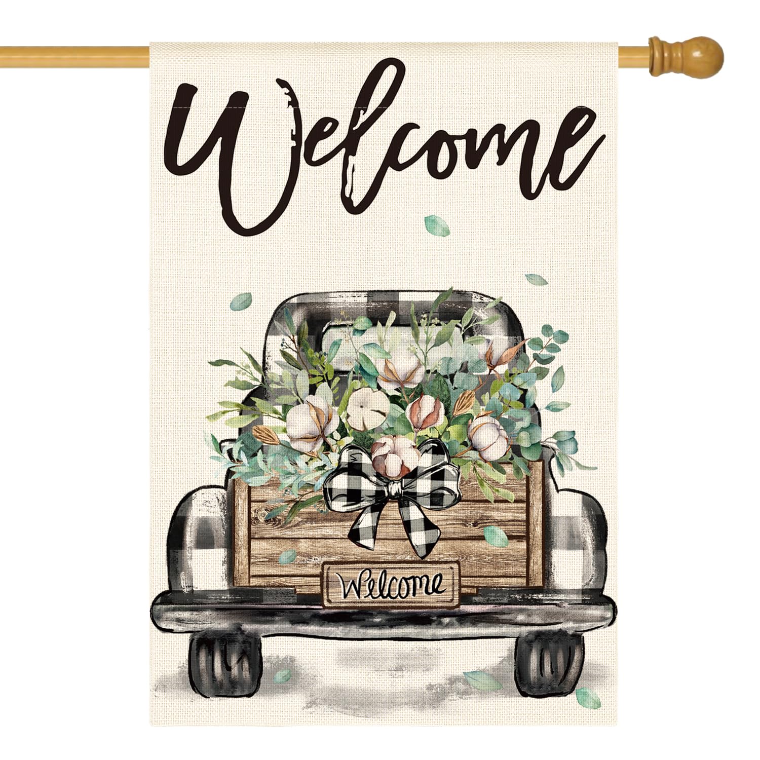 AVOIN colorlife welcome spring truck flag with double-sided visibility for porch or yard.