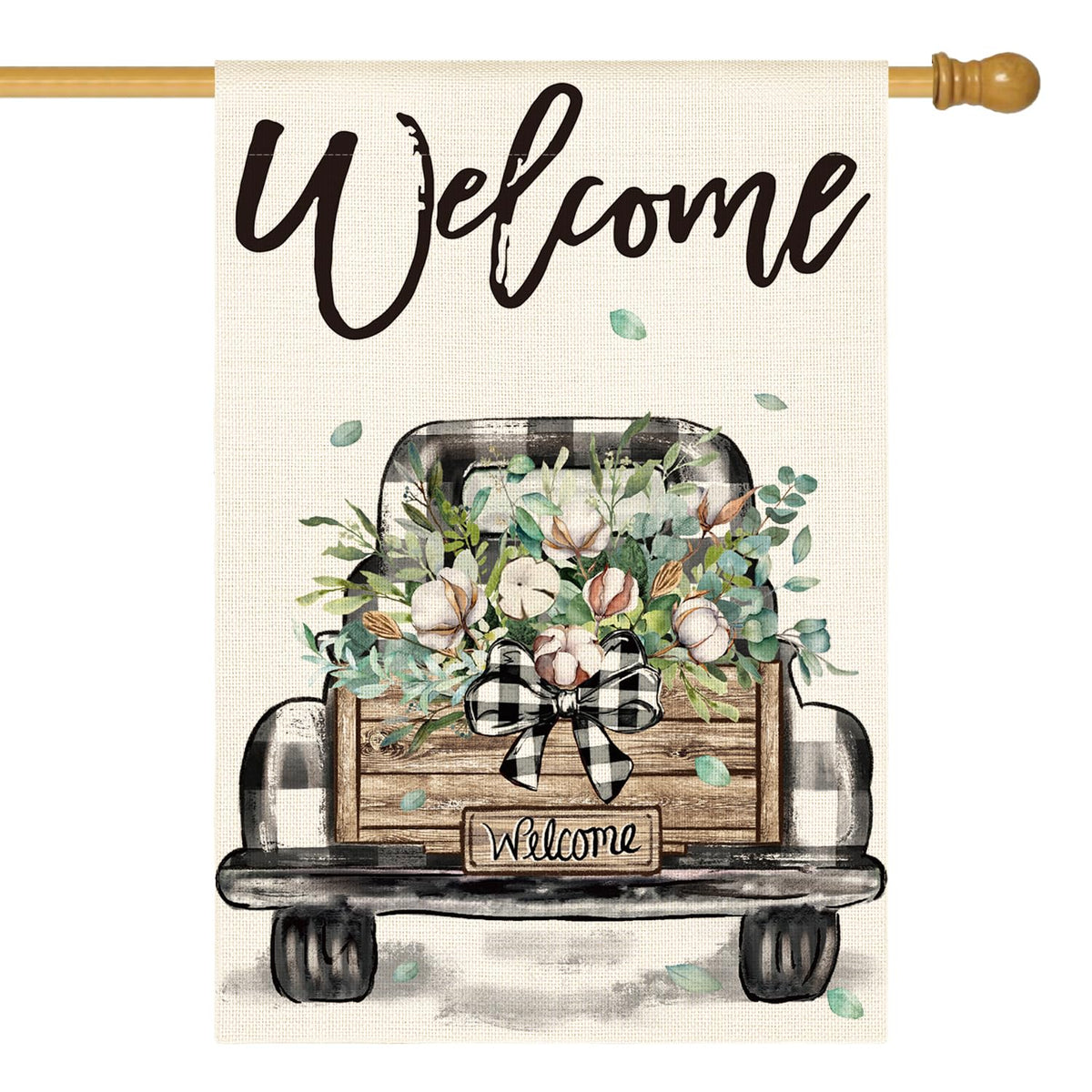 AVOIN colorlife welcome spring truck flag with double-sided visibility for porch or yard.