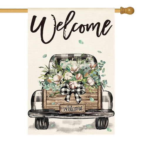 AVOIN colorlife welcome spring truck flag with double-sided visibility for porch or yard.