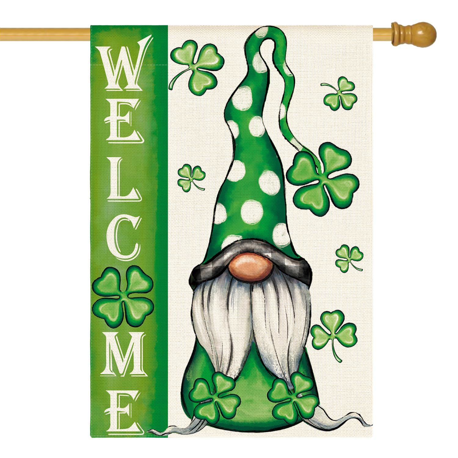 AVOIN colorlife welcome flag with leprechaun gnome for outdoor decor