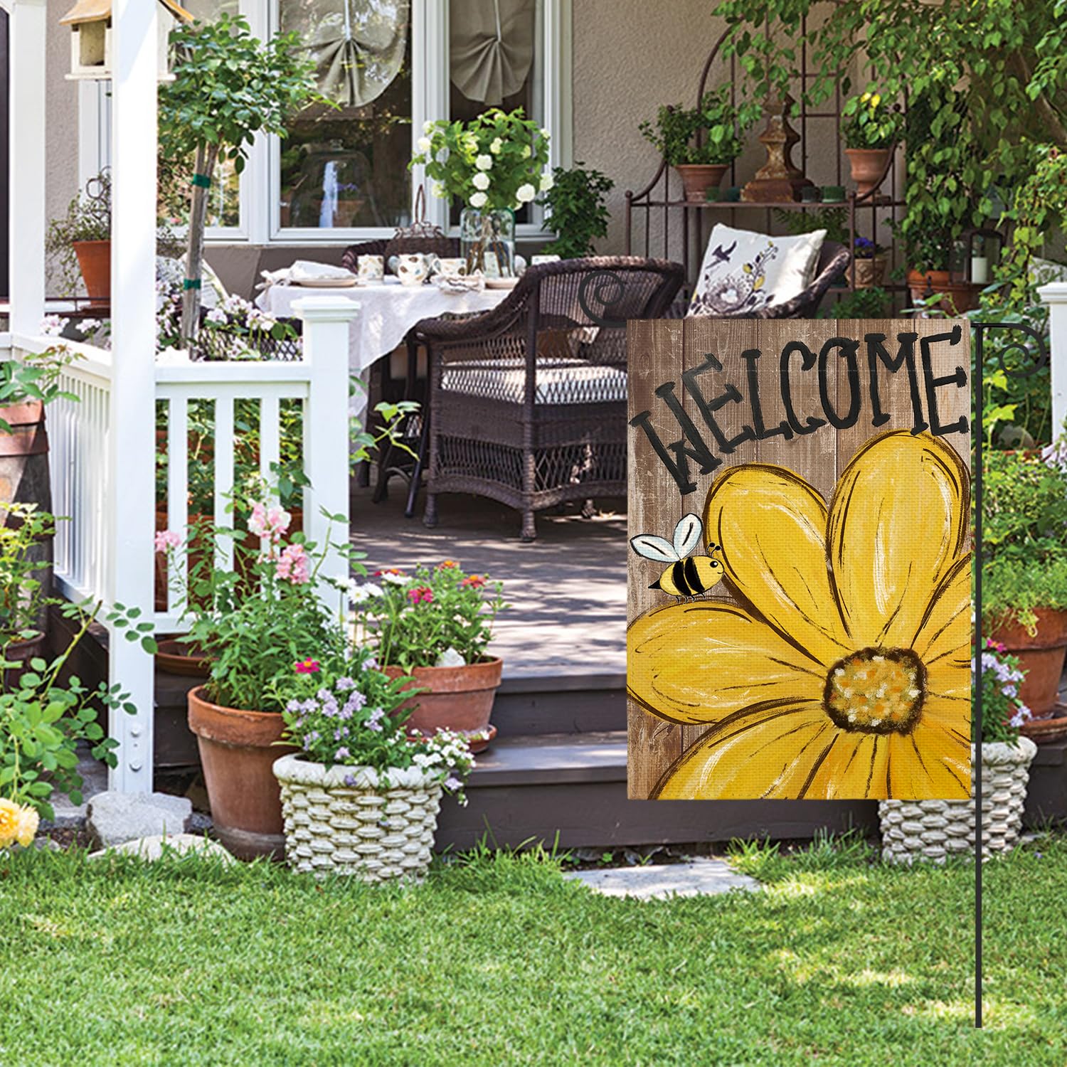 AVOIN colorlife Welcome flag display for outdoor greeting