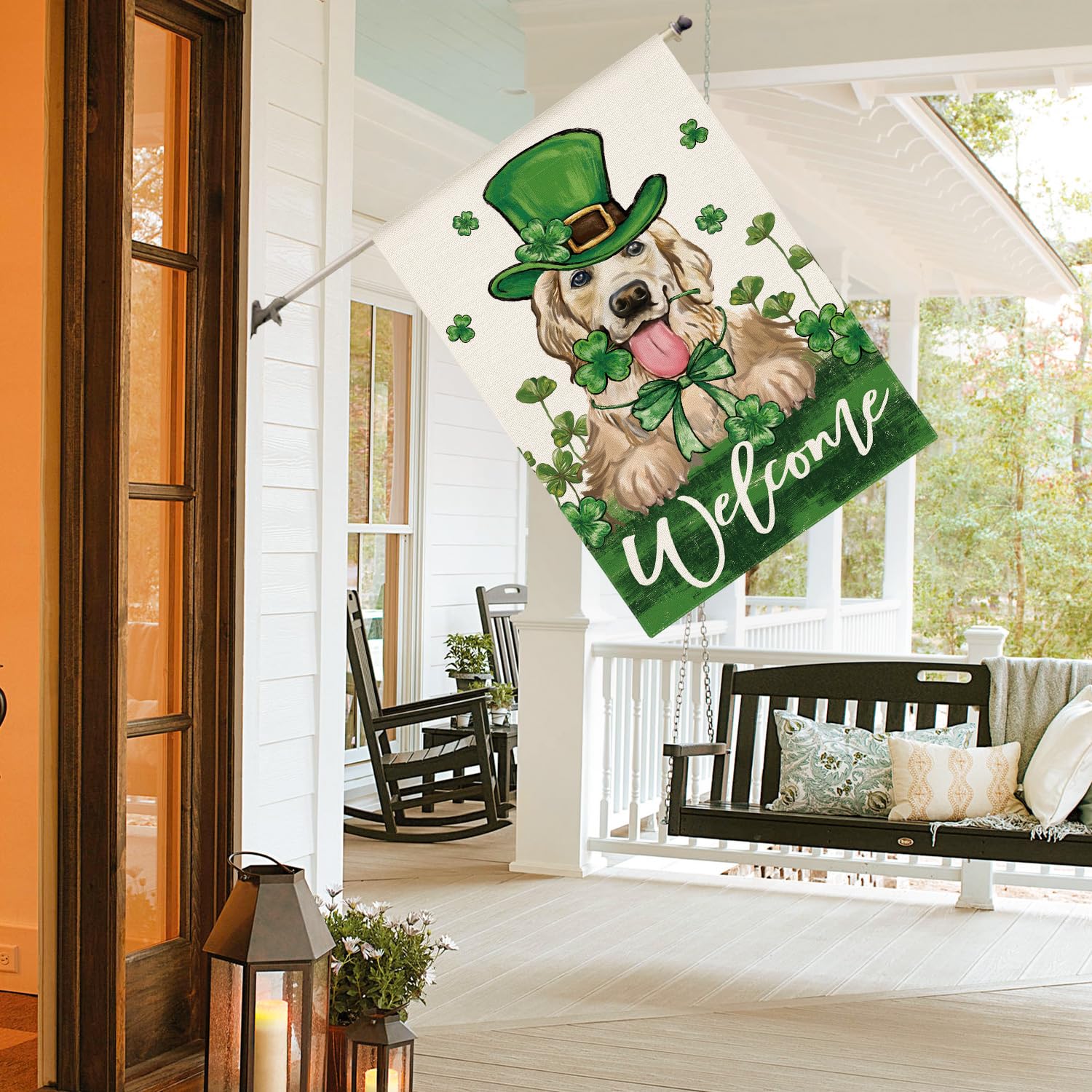 AVOIN colorlife welcome yard flag on patio for outdoor charm