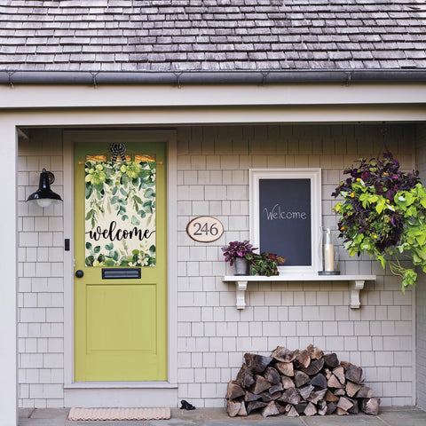 AVOIN colorlife welcome flag on the porch to greet guests
