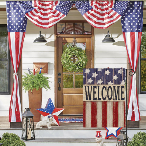 AVOIN colorlife welcome yard flag greeting guests with patriotic design