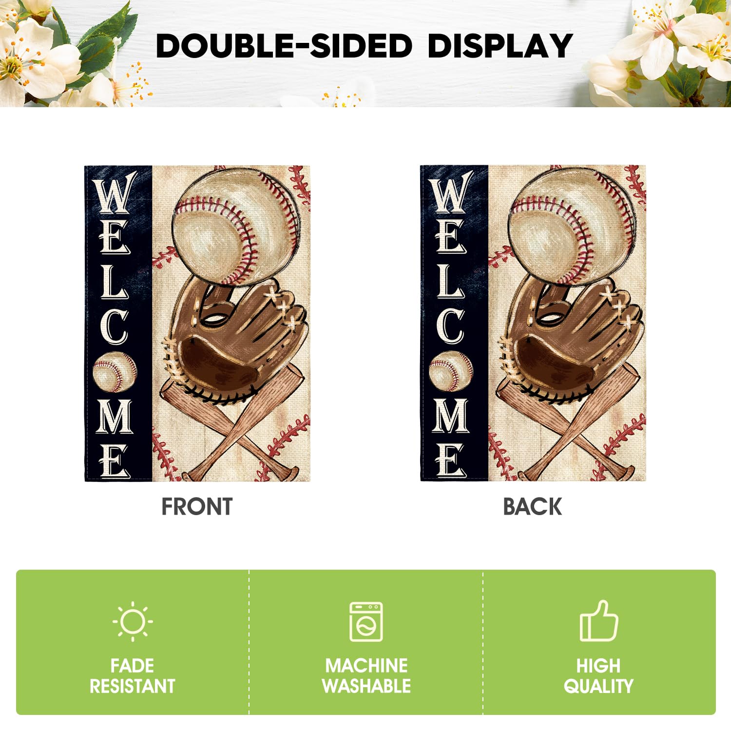 AVOIN colorlife Yard decor baseball flag adds seasonal charm to gardens and patios.