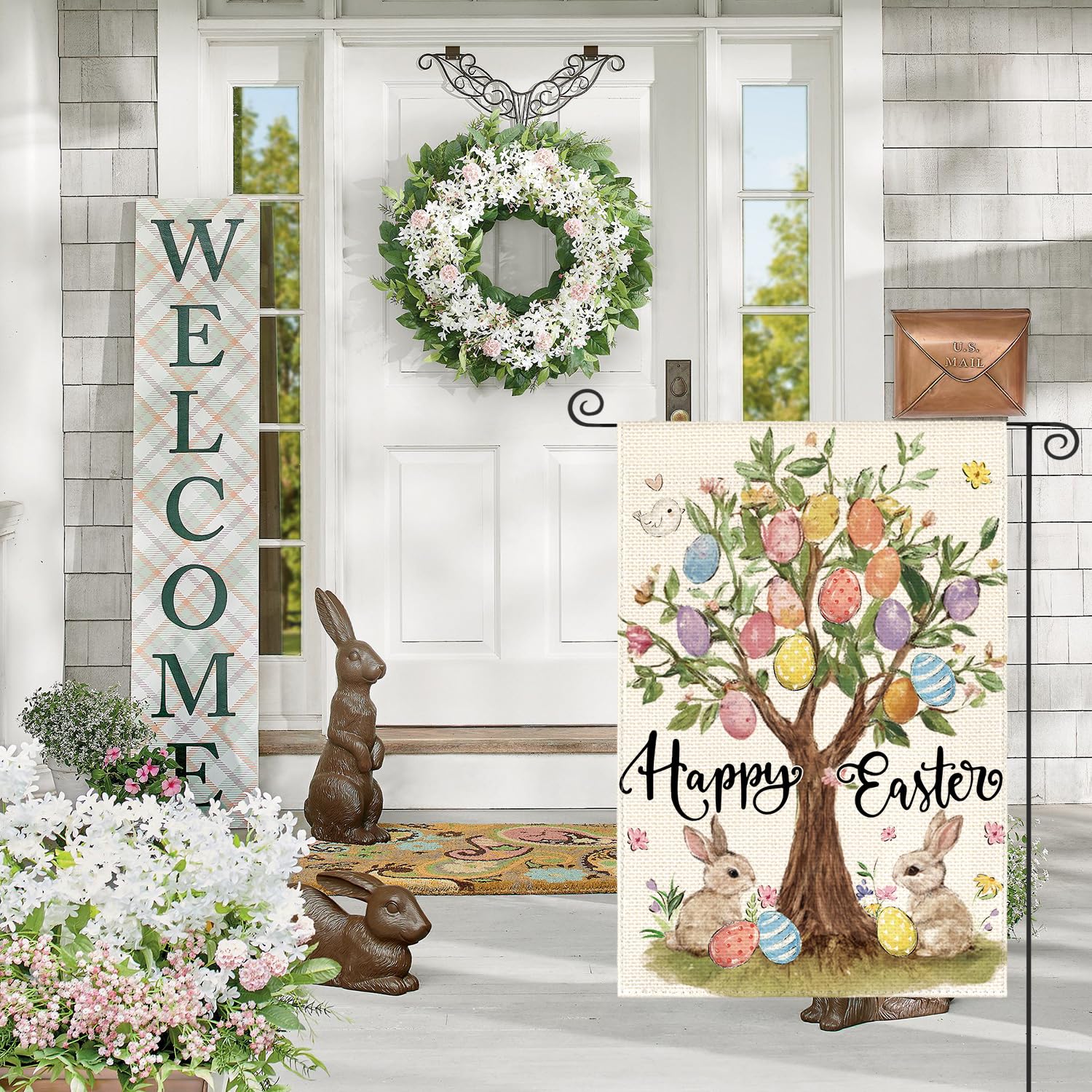AVOIN colorlife Easter yard flag adds seasonal charm to your garden.