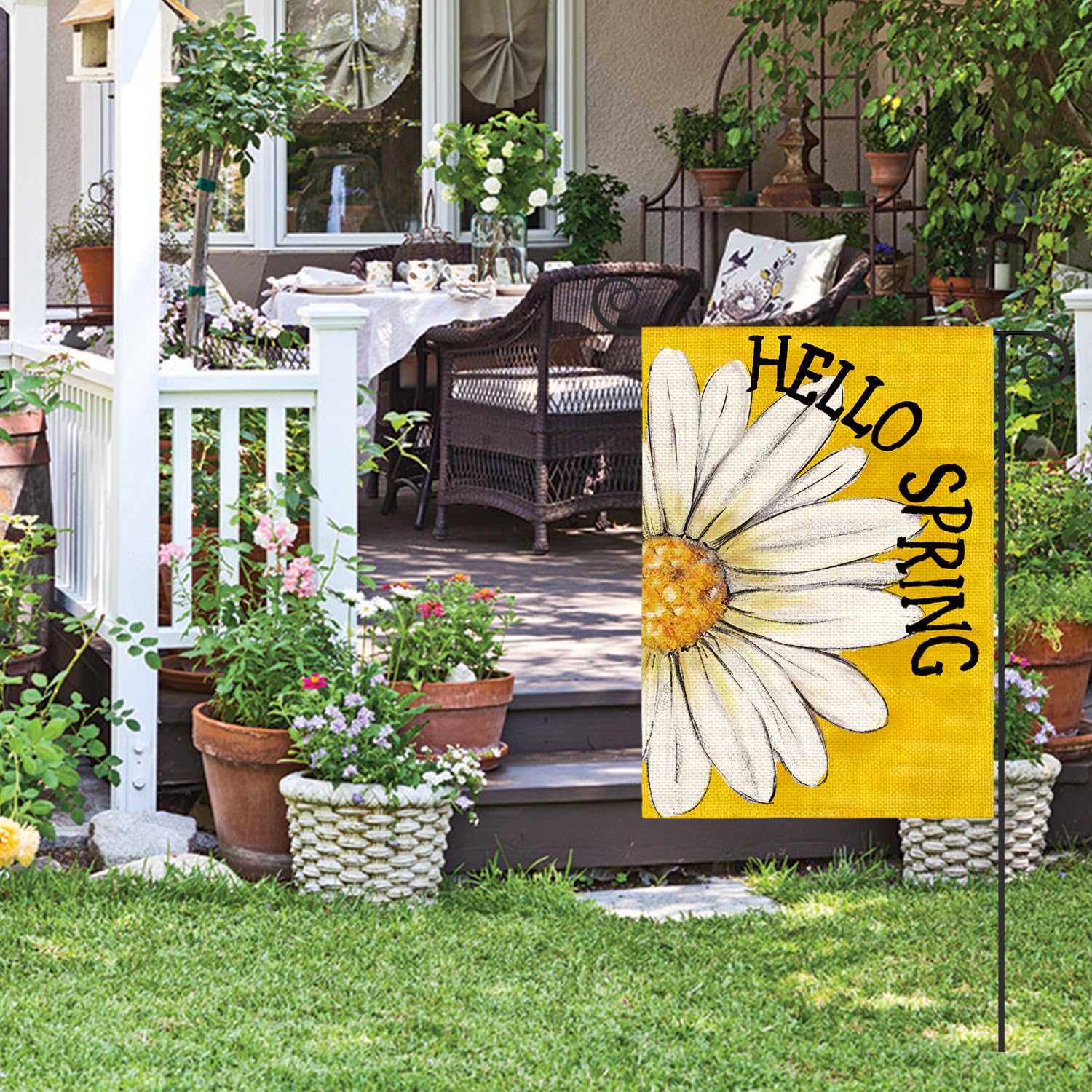 AVOIN colorlife Yellow garden flag adds cheerful curb appeal to patios